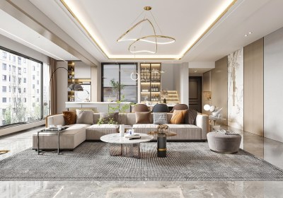 现代轻奢客餐厅3D模型下载